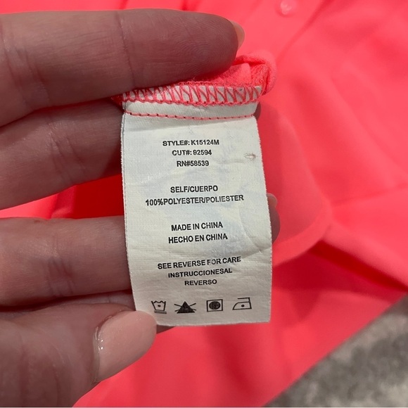 Kut from the Kloth Hot Pink Sheer Button Down Long Sleeve - Picture 6 of 10